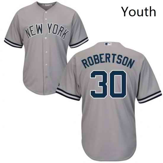Youth Majestic New York Yankees 30 David Robertson Authentic Grey Road MLB Jersey